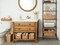 Large Rectangular Wicker Basket, Water Hyacinth Storage Basket with Built-in Handles